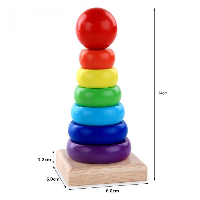 Деревянная пирамида для детей «Яркие цвета», 8 элементов