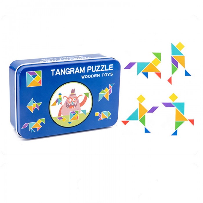 Детская головоломка из дерева «Танграм» синяя
